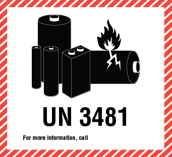 Lithium Ion batterij label UN3481